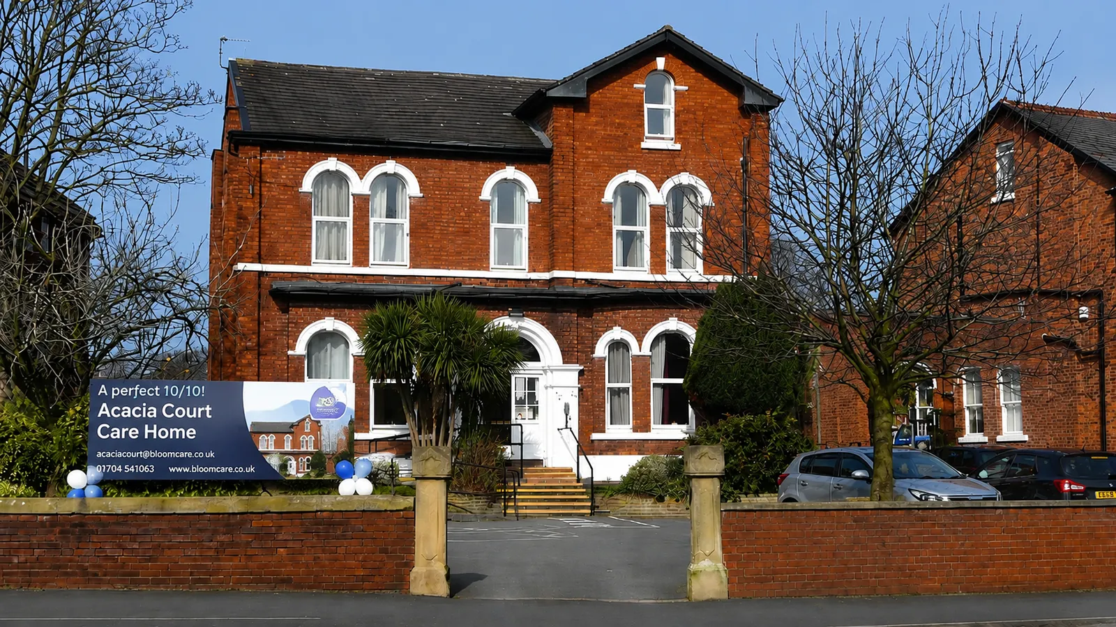 Acacia Court Care Home in Southport, a red brick Victorian building