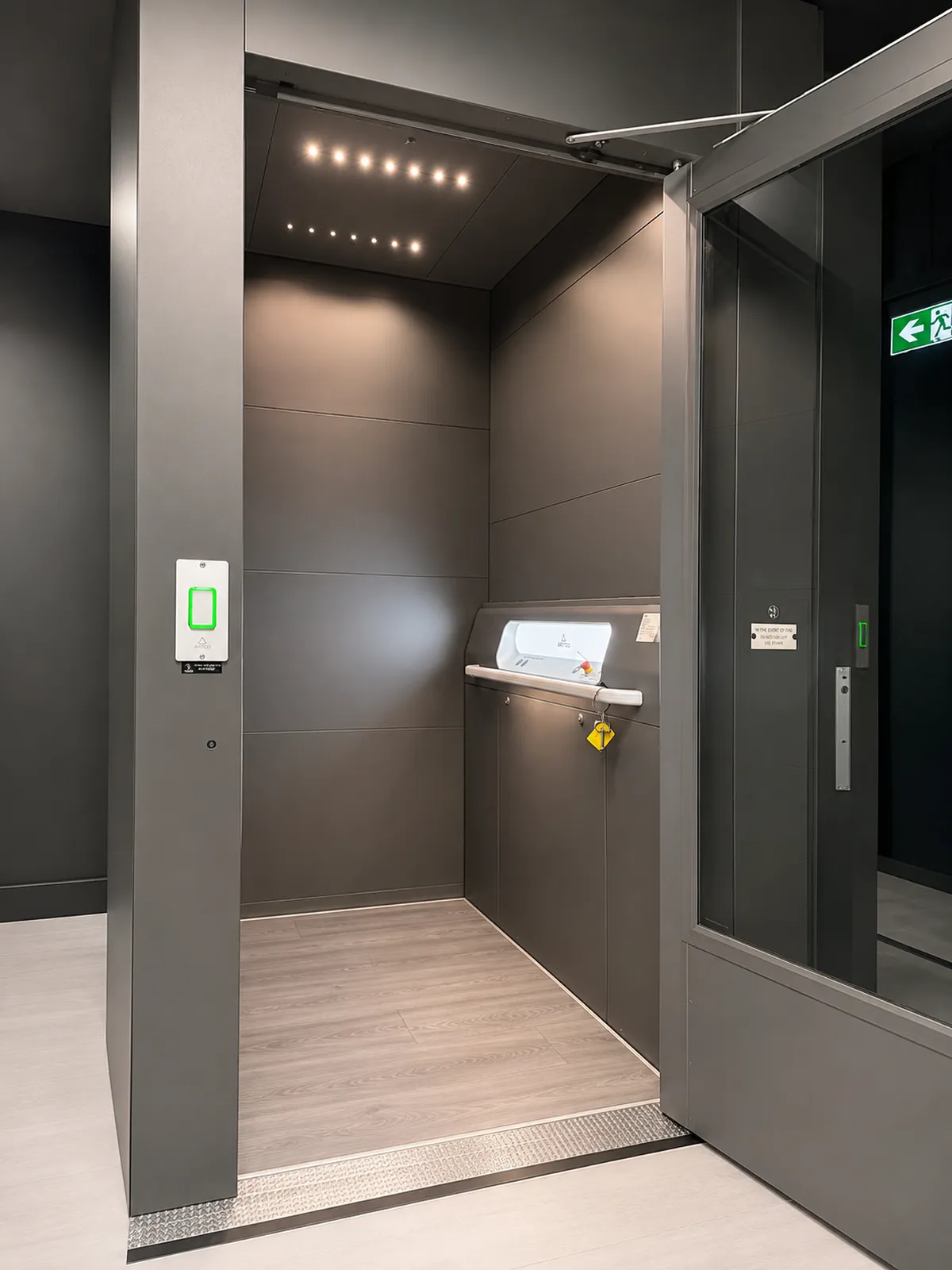 LED-lit lift cabin ceiling