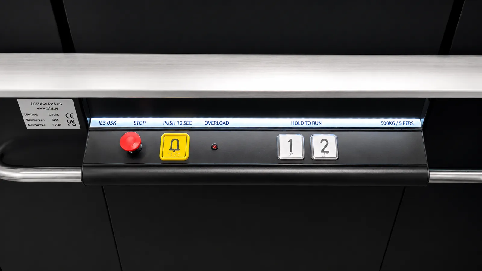 ILS 05K lift controls with braille markings